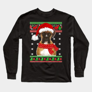 Boxer Dog Ugly Sweater Christmas Puppy Dog Lover Long Sleeve T-Shirt